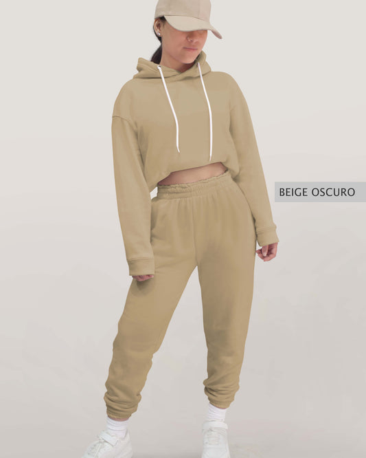 Conjunto Sudadera + Pants Dama Beige Oscuro