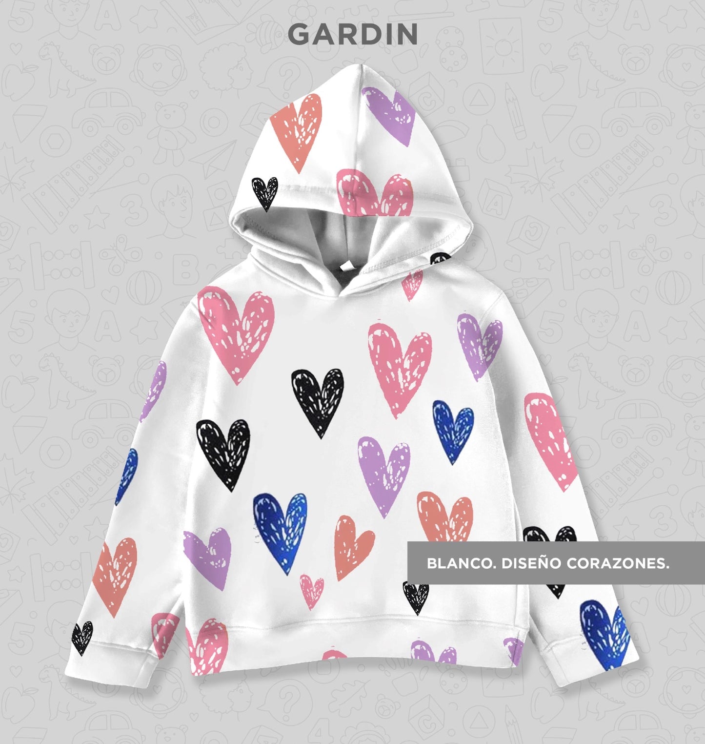 Sudadera de niño con diseño de corazones
