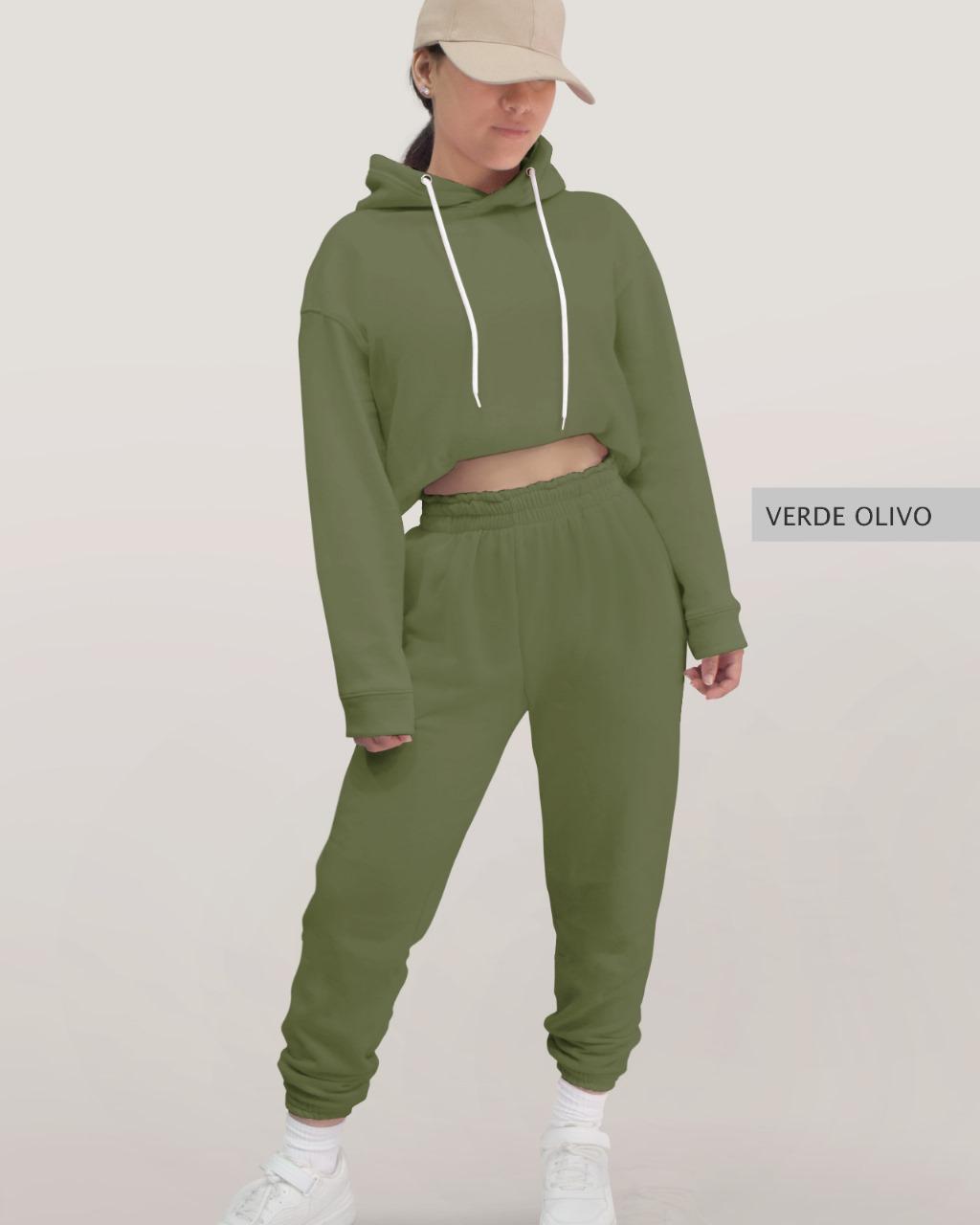 Conjunto Sudadera + Pants Dama Verde Olivo