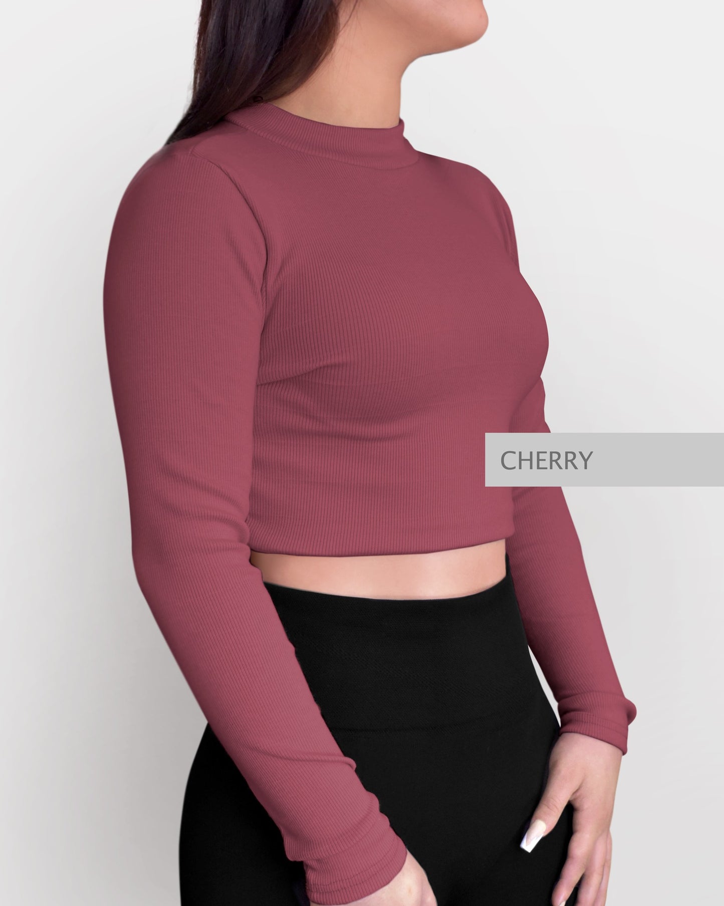 Top Cuello Alto Manga Larga Cherry