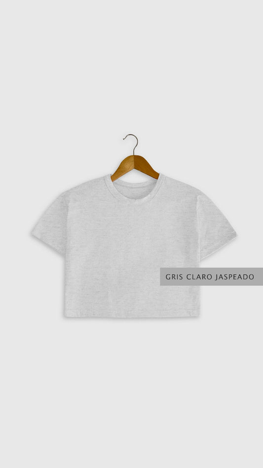 Blusa Crop Gris Claro Jaspeado