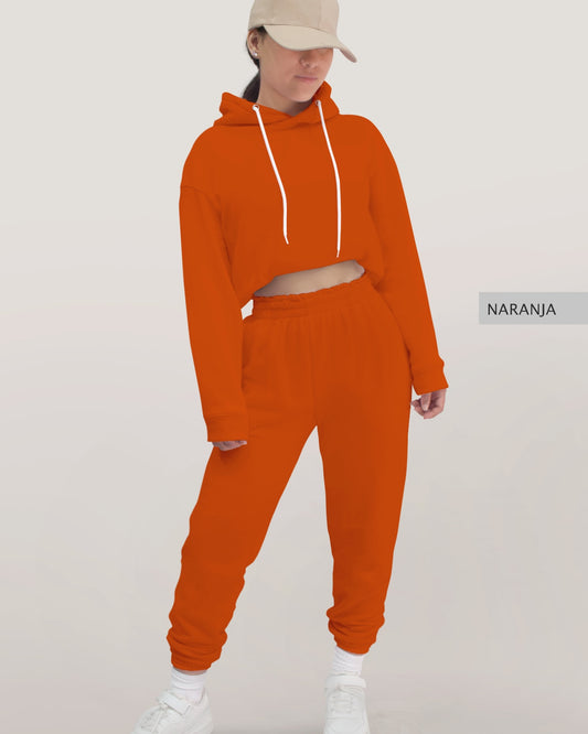 Conjunto Sudadera + Pants Dama Naranja