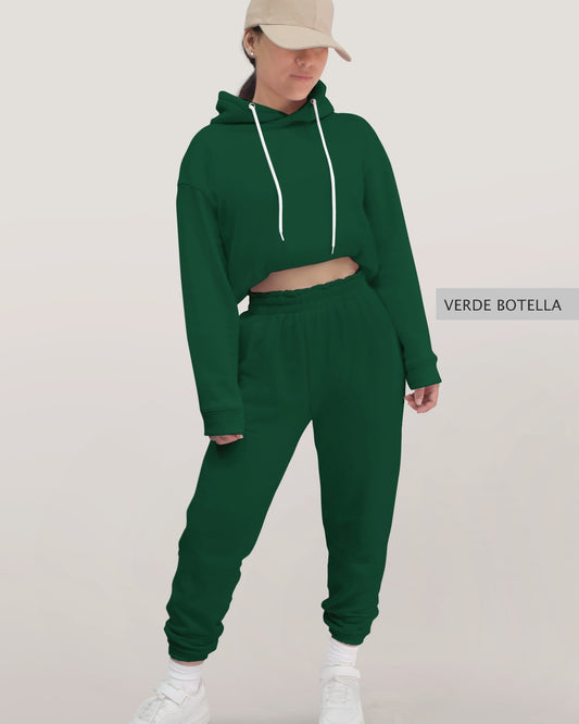 Conjunto Sudadera + Pants Dama Verde Botella