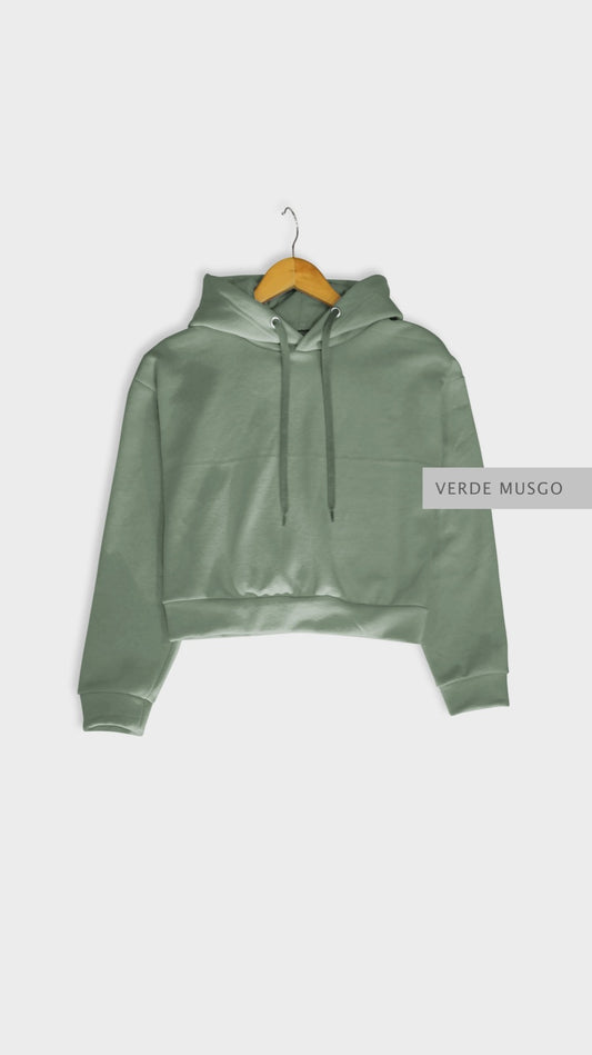 Sudadera Crop Verde Musgo