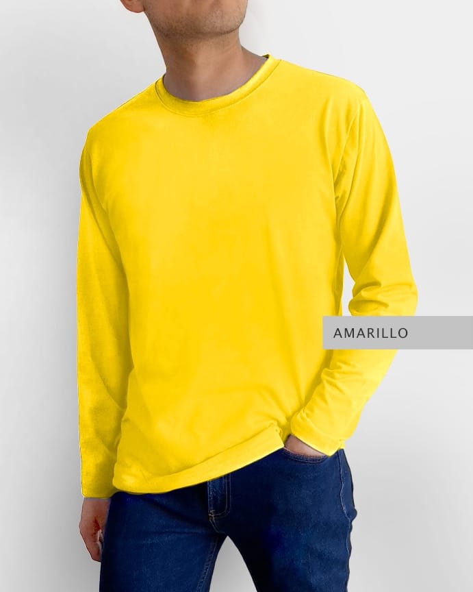 Playera Basic Manga Larga Amarillo