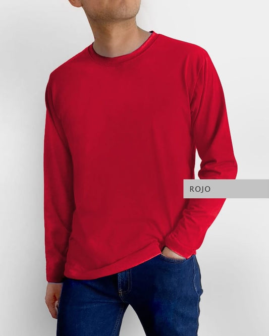 Playera Basic Manga Larga Rojo