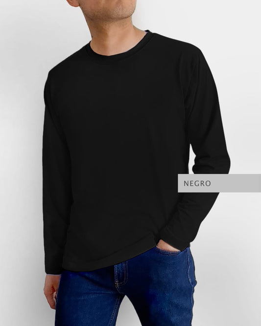 Playera Basic Manga Larga Negro