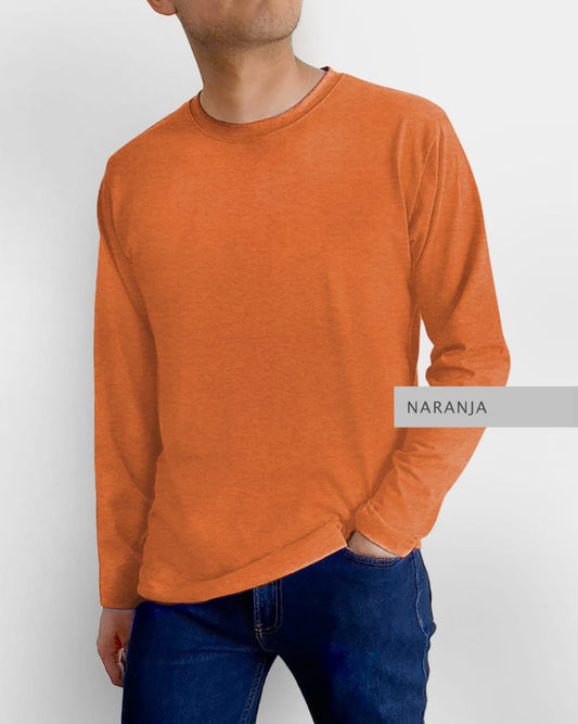 Playera Basic Manga Larga Naranja