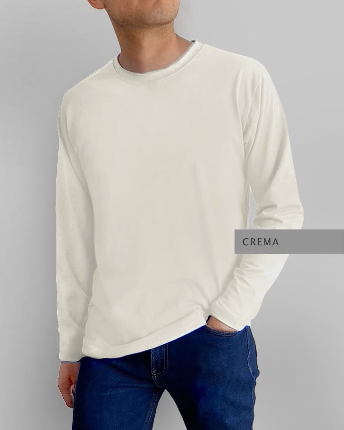 Playera Basic Manga Larga Crema