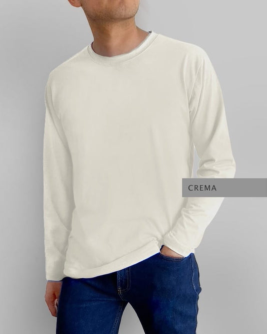 Playera Basic Manga Larga Crema