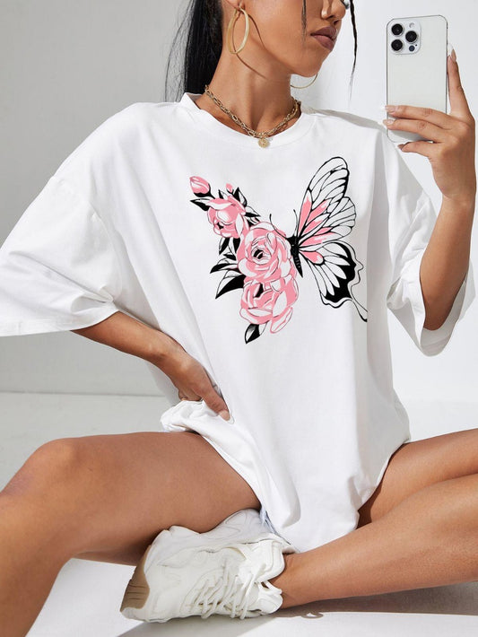 T-Shirt Diseño Mariposa Rosa
